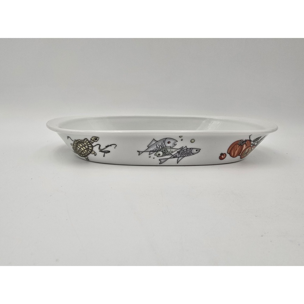 Vintage Krautheim Franconia FR78 Porcelain Baking Dish Fish Turtle Vegetables